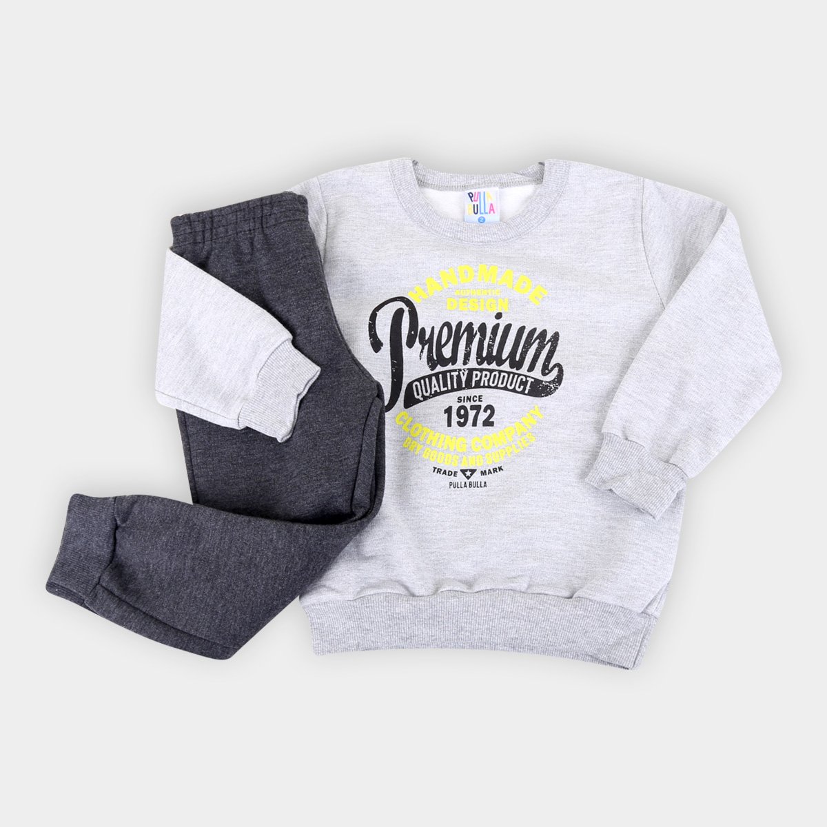 Conjunto Moletom Bebê Pulla Bulla Premium Masculino - Mescla Menor preço em Conjunto Moletom Bebê Pulla Bulla Premium Masculino - Mescla