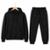 Conjunto Moletom Blusa Canguru de Frio e Calça Algodão Com Capuz e Bolso Unissex Moderno Quentinho - Preto