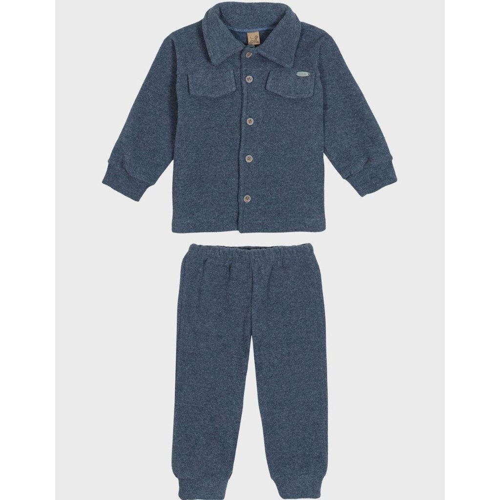 Conjunto Moletom Botão Com CalçaPeluciado Verde Jeans Conforto Essencial Inverno  Bebê P ao GG