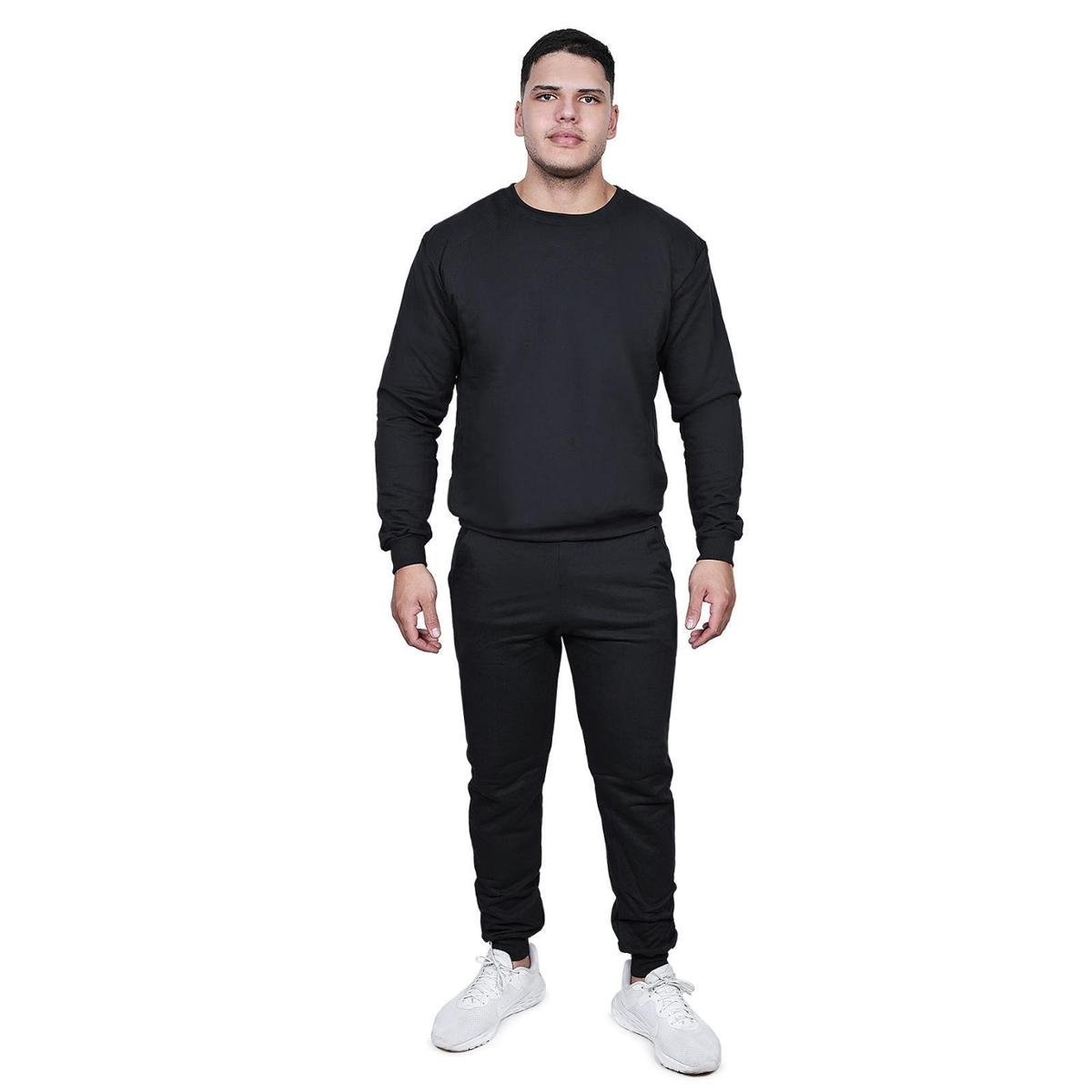 Conjunto Moletom Careca Masculino Blusa Sem Capuz + Calça Liso Menor preço em Conjunto Moletom Careca Masculino Blusa Sem Capuz + Calça Liso