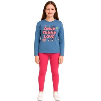 Conjunto Moletom e Calça Juvenil Menina Estampado Glitter Algodão Brandili