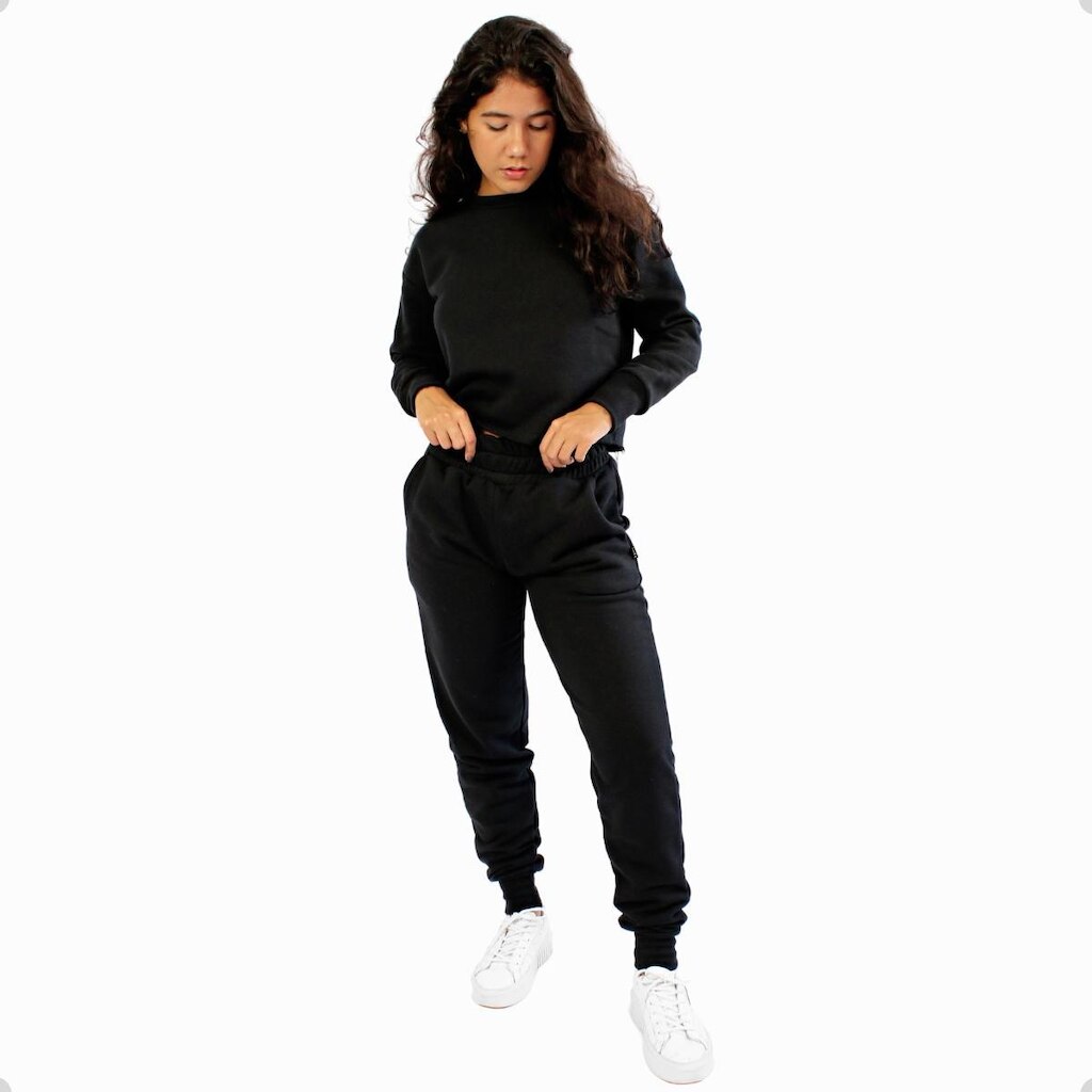 Conjunto Moletom Feminino Blusa Cropped e Calça Jogger
