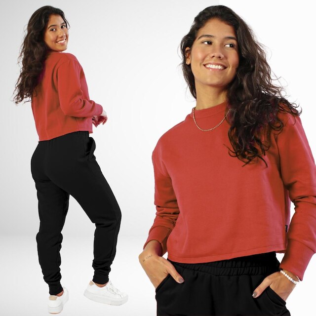 Conjunto Moletom Feminino Blusa Cropped e Calça Jogger