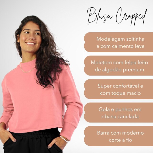 Conjunto Moletom Feminino Blusa Cropped e Calça Jogger