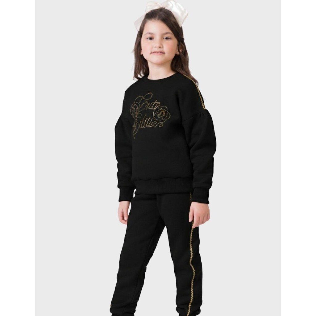 Conjunto Moletom Grosso Com Calça Punho Inverno Dedtalhes Novos Elegante - Menina 4 a 14 anos