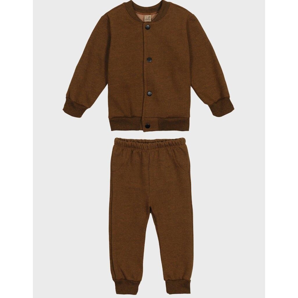 Conjunto Moletom Grosso Dia a Dia Quentinho Fresco C/Calça Inverno Marrom - Bebê P ao GG