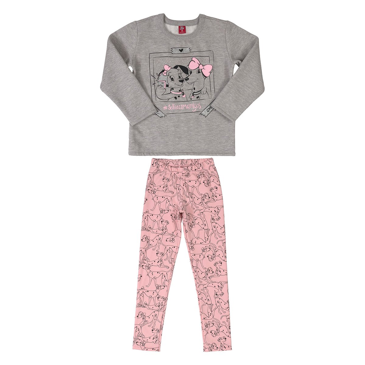 Conjunto Moletom Infantil Bee Loop Calça Molecotton Cachorrinhos Feminino - Mescla Menor preço em Conjunto Moletom Infantil Bee Loop Calça Molecotton Cachorrinhos Feminino - Mescla
