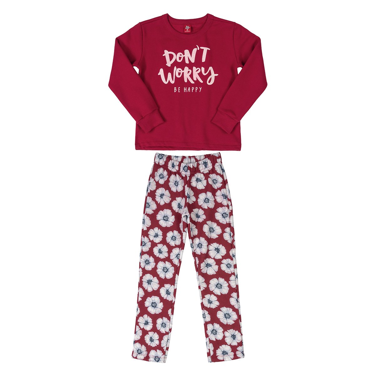 Conjunto Moletom Infantil Bee Loop Floral Feminino - Vermelho Menor preço em Conjunto Moletom Infantil Bee Loop Floral Feminino - Vermelho