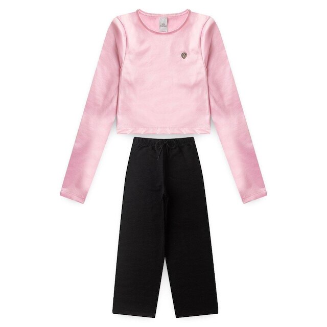 Conjunto Moletom Infantil Cirrê e Wide Leg