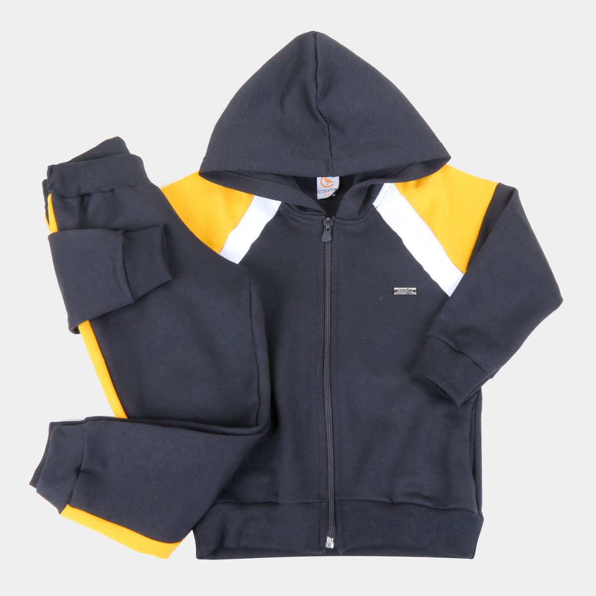 Conjunto Moletom Infantil Costão Calça E Jaqueta Com Capuz Masculino - Preto Menor preço em Conjunto Moletom Infantil Costão Calça E Jaqueta Com Capuz Masculino - Preto