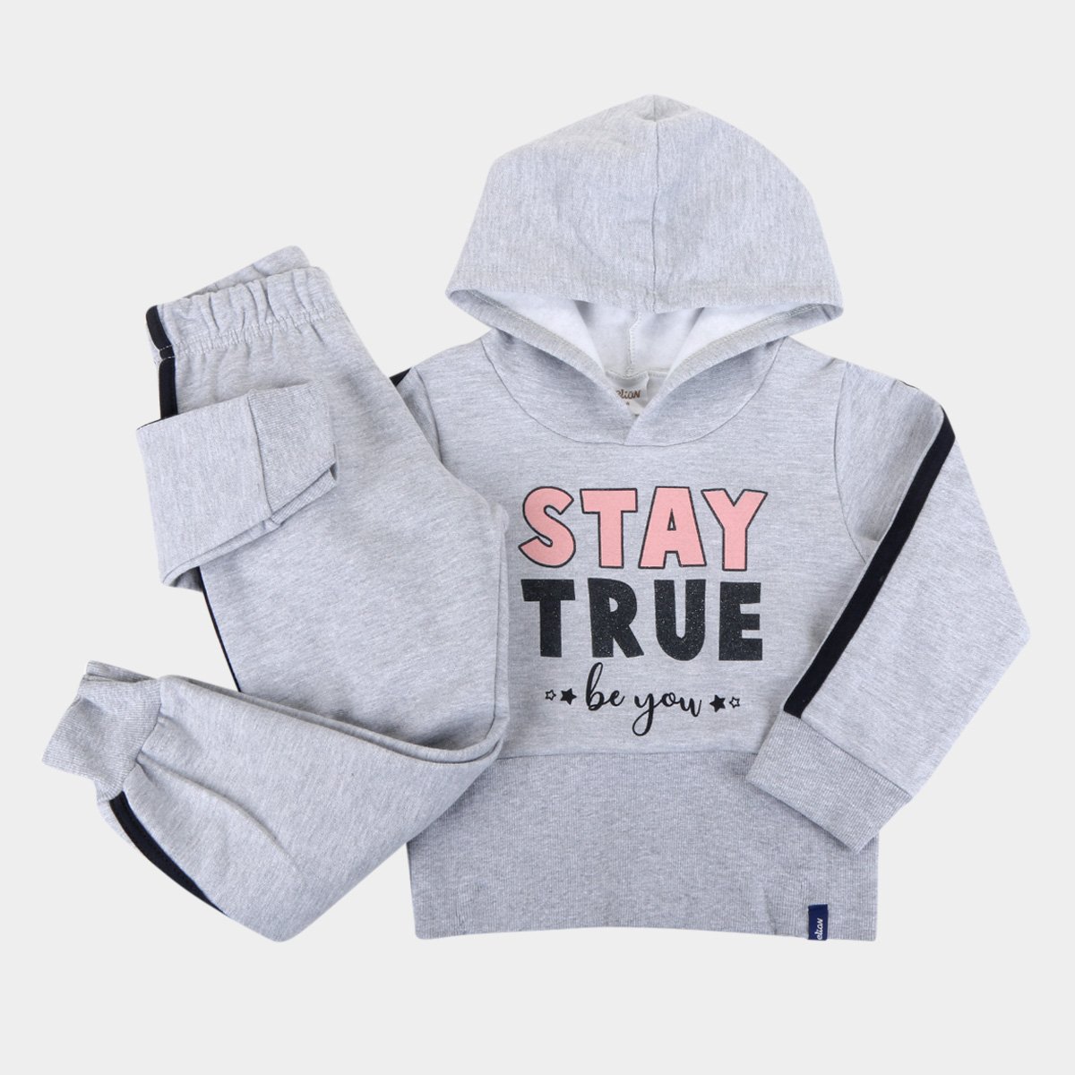 Conjunto Moletom Infantil Elian Peluciado Com Capuz Feminino - Mescla Menor preço em Conjunto Moletom Infantil Elian Peluciado Com Capuz Feminino - Mescla