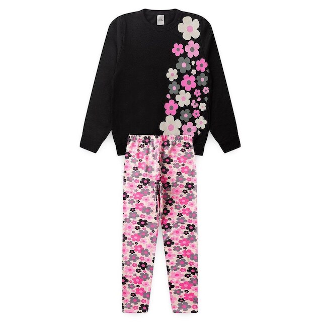 Conjunto Moletom Infantil Florzinhas