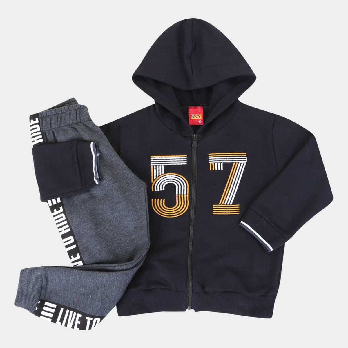 Conjunto Moletom Infantil Kyly Peluciado c/ Capuz - Preto Menor preço em Conjunto Moletom Infantil Kyly Peluciado c/ Capuz - Preto