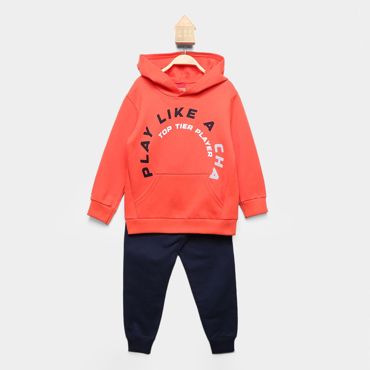 Conjunto Moletom Infantil Longo Kyly com Capuz Menino - Laranja Menor preço em Conjunto Moletom Infantil Longo Kyly com Capuz Menino - Laranja