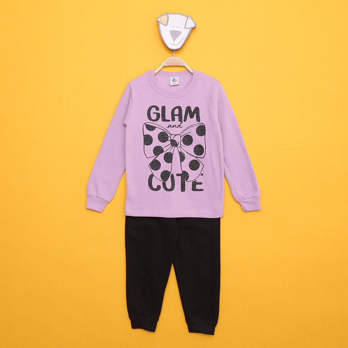 Conjunto Moletom Infantil Mia Kids Peluciado Glam and Cute Feminino - Lilás Menor preço em Conjunto Moletom Infantil Mia Kids Peluciado Glam and Cute Feminino - Lilás