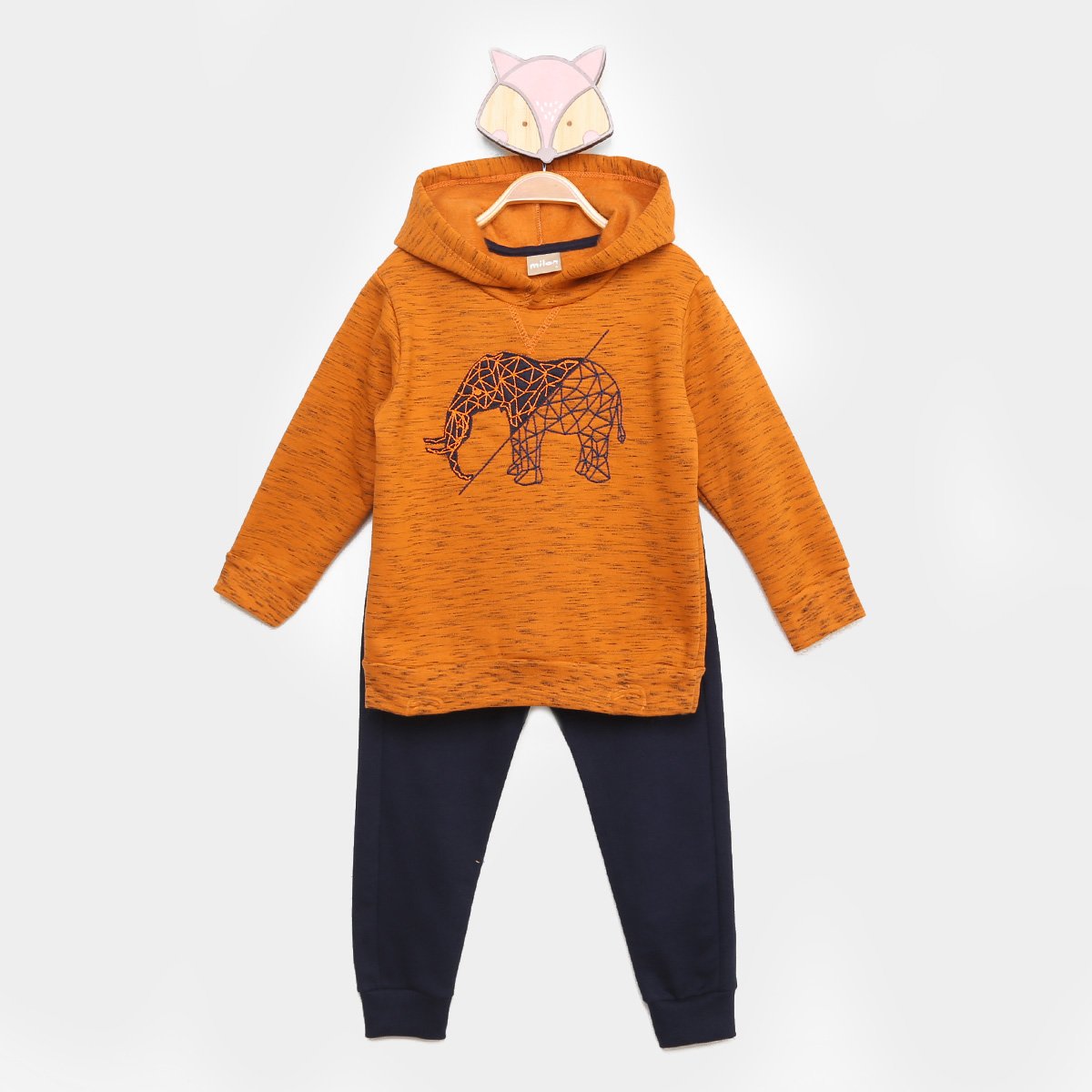 Conjunto Moletom Infantil Milon Peluciado Mesclado Com Capuz Masculino - Laranja Menor preço em Conjunto Moletom Infantil Milon Peluciado Mesclado Com Capuz Masculino - Laranja