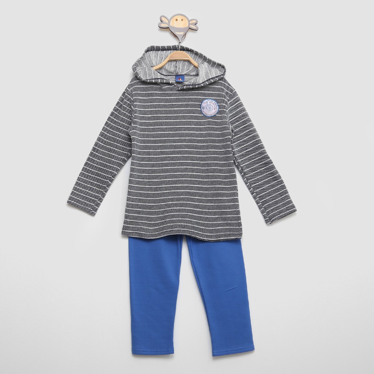 Conjunto Moletom Infantil Pipa Com Capuz Masculino - Marinho+Azul Menor preço em Conjunto Moletom Infantil Pipa Com Capuz Masculino - Marinho+Azul