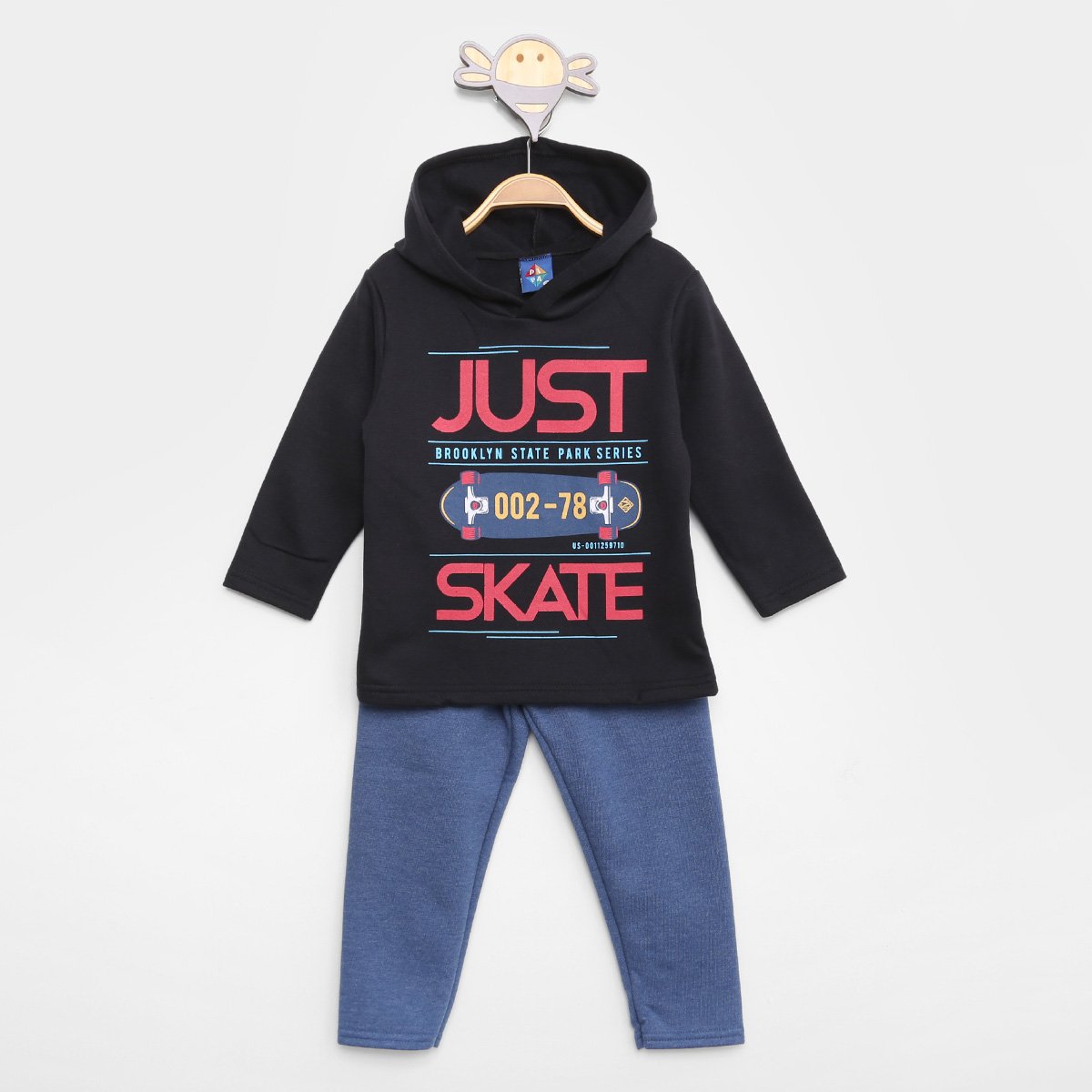 Conjunto Moletom Infantil Pipa Kids Blusa e Calça Estampado Skate Menino - Chumbo+Preto Menor preço em Conjunto Moletom Infantil Pipa Kids Blusa e Calça Estampado Skate Menino - Chumbo+Preto