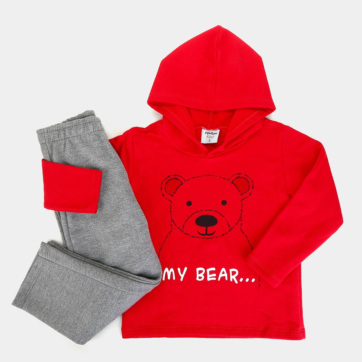 Conjunto Moletom Infantil Rovitex Estampa Urso - Vermelho Menor preço em Conjunto Moletom Infantil Rovitex Estampa Urso - Vermelho