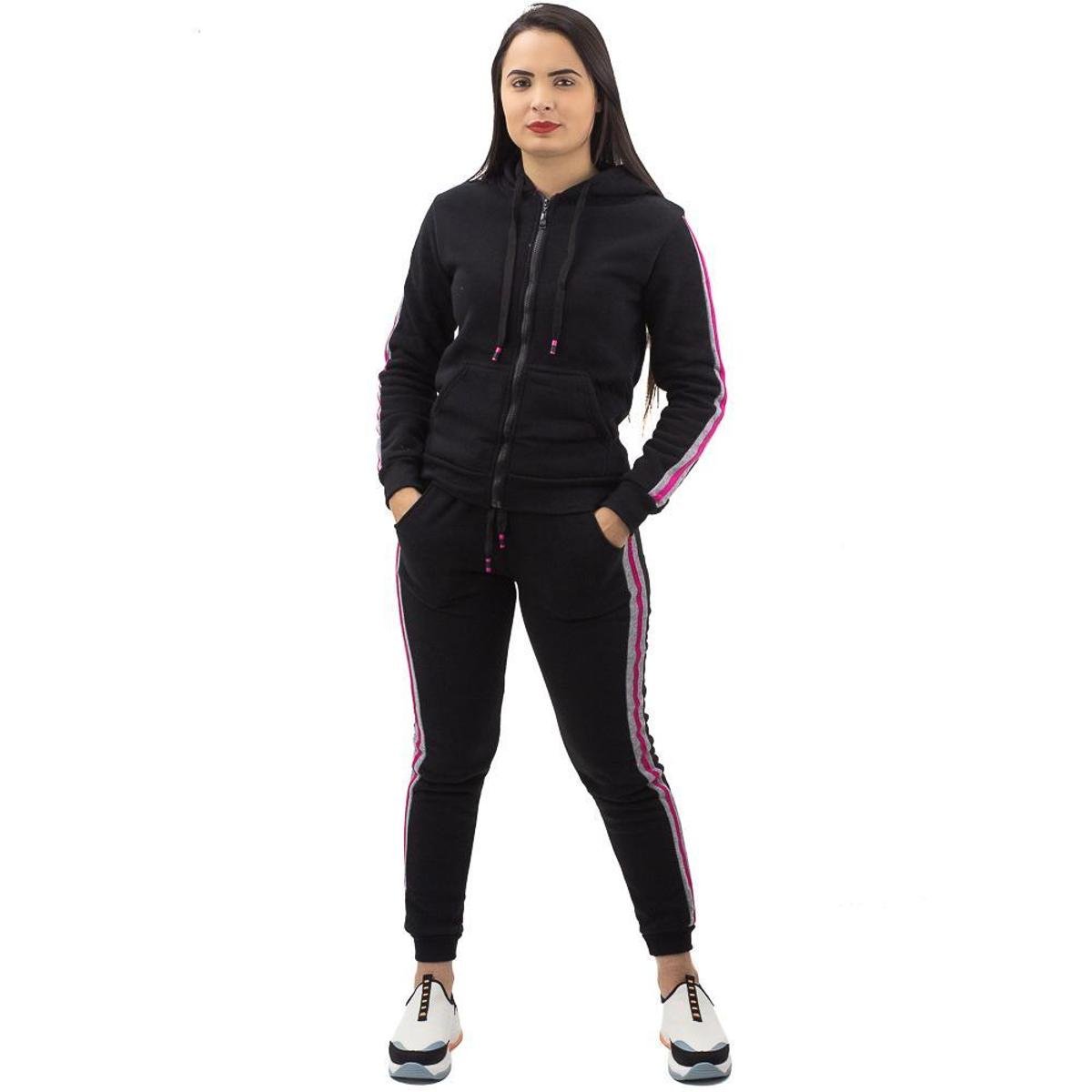 Conjunto Moletom Jaqueta e Calça Sea Surf Preto - Preto Menor preço em Conjunto Moletom Jaqueta e Calça Sea Surf Preto - Preto