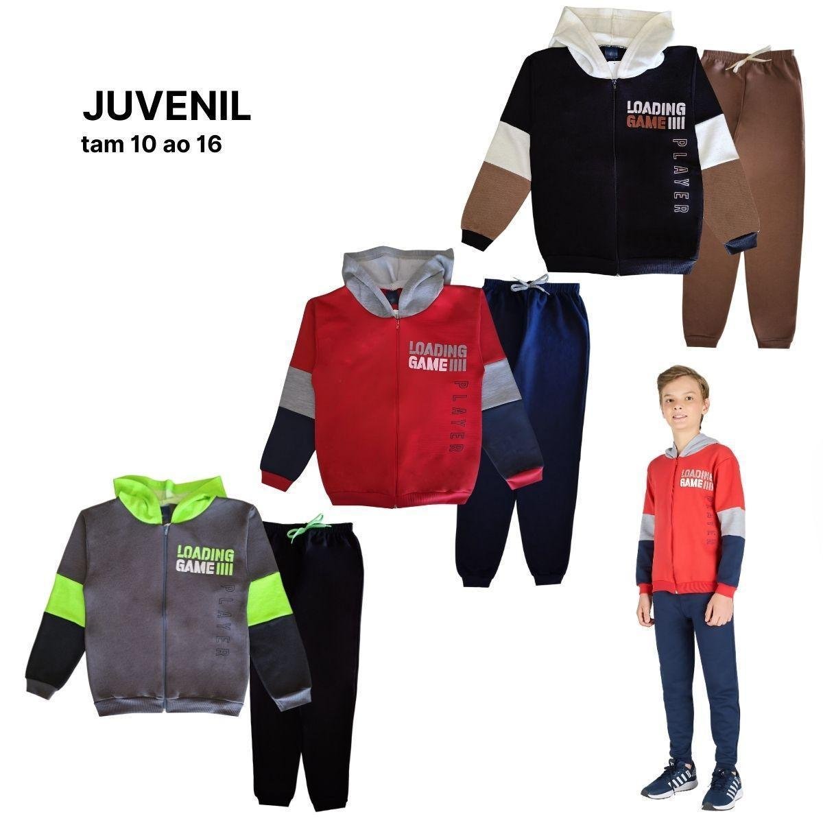 Conjunto Moletom Juvenil Masculino Blusa Calça Flanelado capuz ziper Roupa infantil menino inverno Menor preço em Conjunto Moletom Juvenil Masculino Blusa Calça Flanelado capuz ziper Roupa infantil menino inverno