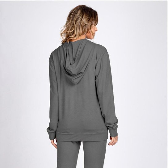 Conjunto Moletom Leve Blusa Bolso Canguru e Calça Jogger Cinza Storm - Chumbo