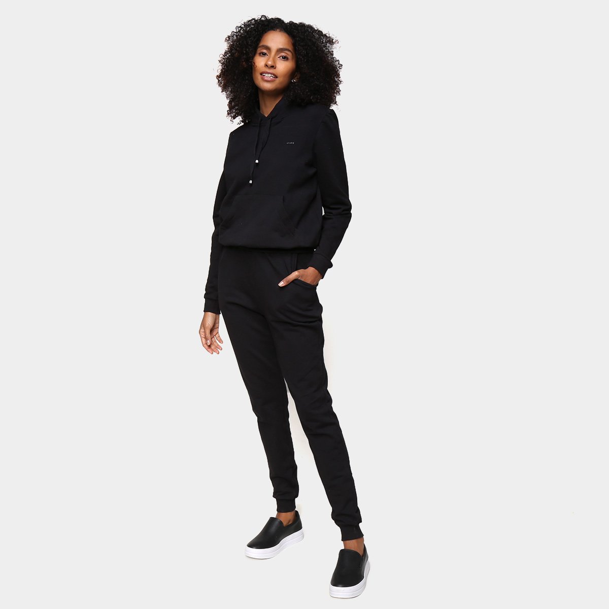 Conjunto Moletom Marialicia Plush Com Capuz Feminino - Preto Menor preço em Conjunto Moletom Marialicia Plush Com Capuz Feminino - Preto