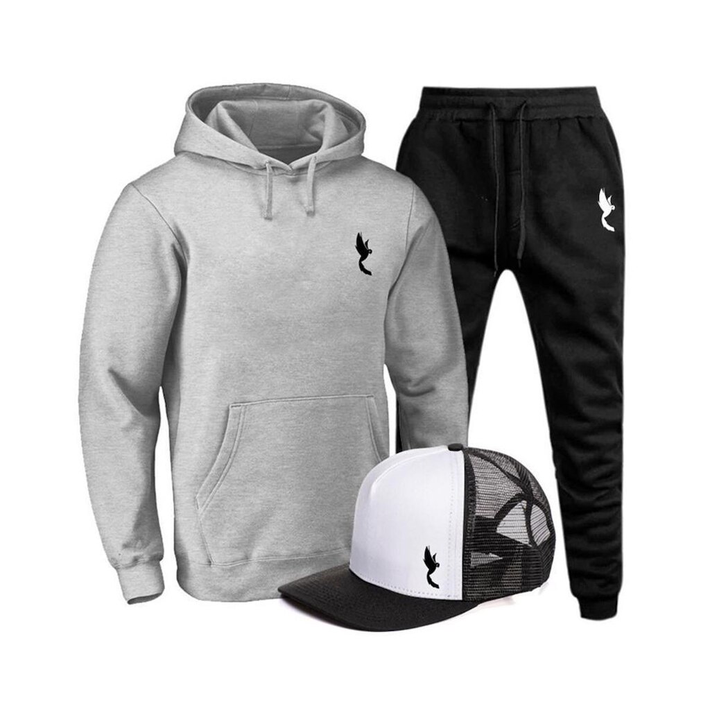 Conjunto Moletom Masculino Canguru Confortável + Boné Macio