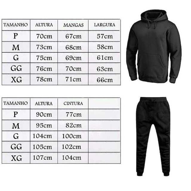 Conjunto Moletom Masculino Canguru Confortável Capuz Bolsos