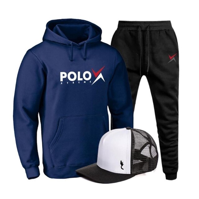 Conjunto Moletom Masculino Confortável Canguru + Boné Macio