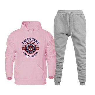 Conjunto Moletom Plus Size Blusa Estampada e Calça Comprida Elastico na Cintura Cordao Ajustavel