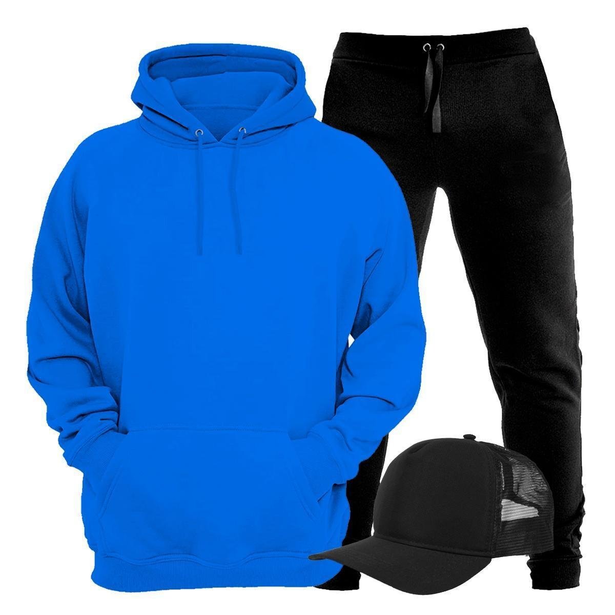 Conjunto Moletom Plus Size Liso Blusa de Frio Canguru e Calça Moletom Kit Com Boné Menor preço em Conjunto Moletom Plus Size Liso Blusa de Frio Canguru e Calça Moletom Kit Com Boné