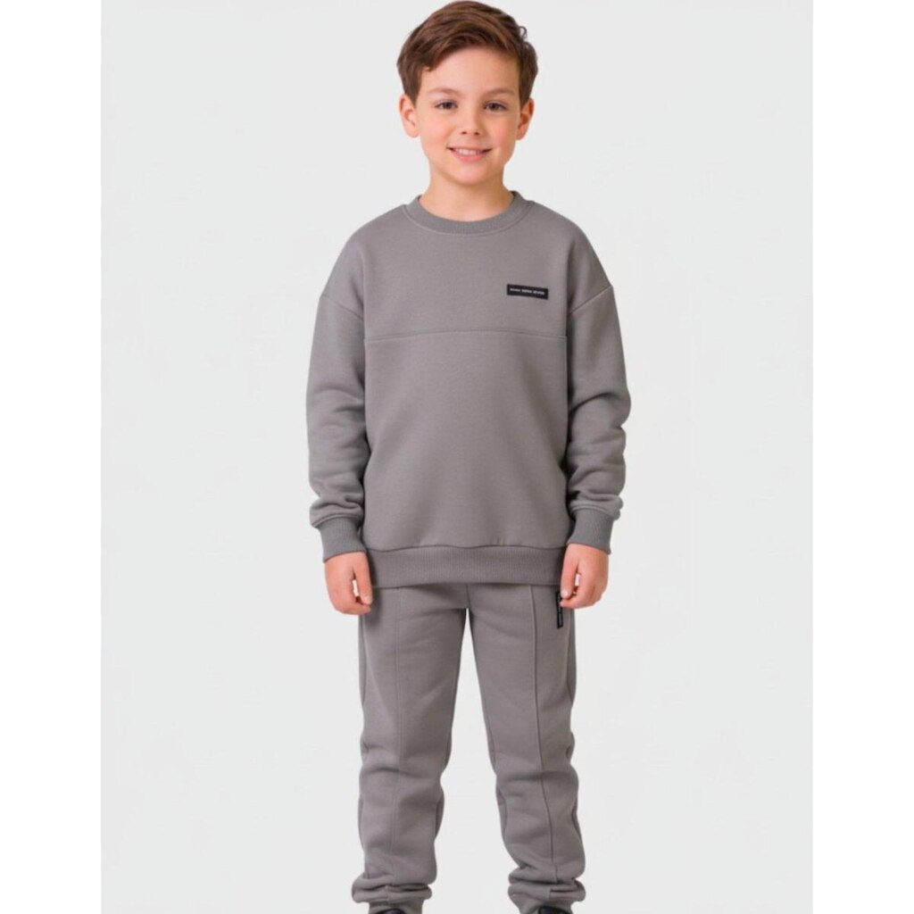 Conjunto Moletom Quenitnho Com Calça Elegante Detalhada Inverno Frio - Menino 4 a 14 anos