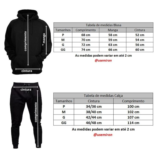 Conjunto Moletom Use Miron Blusa de Frio Canguru e Calça Moletom Jogging Calca Moleton Preto