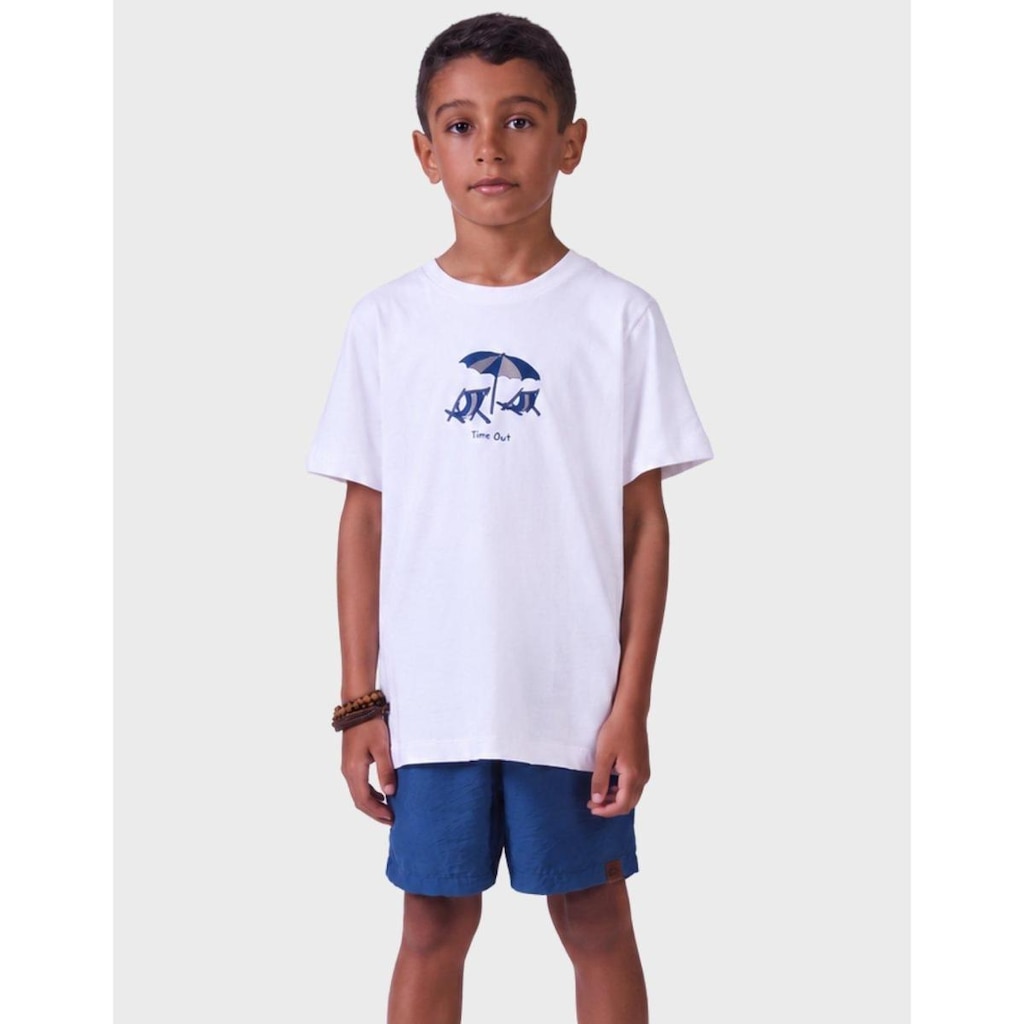 Conjunto Novo Camisa Estilo Tropical De Verão Com Bermuda Poliamida Toque Suave Menino 4 a 14
