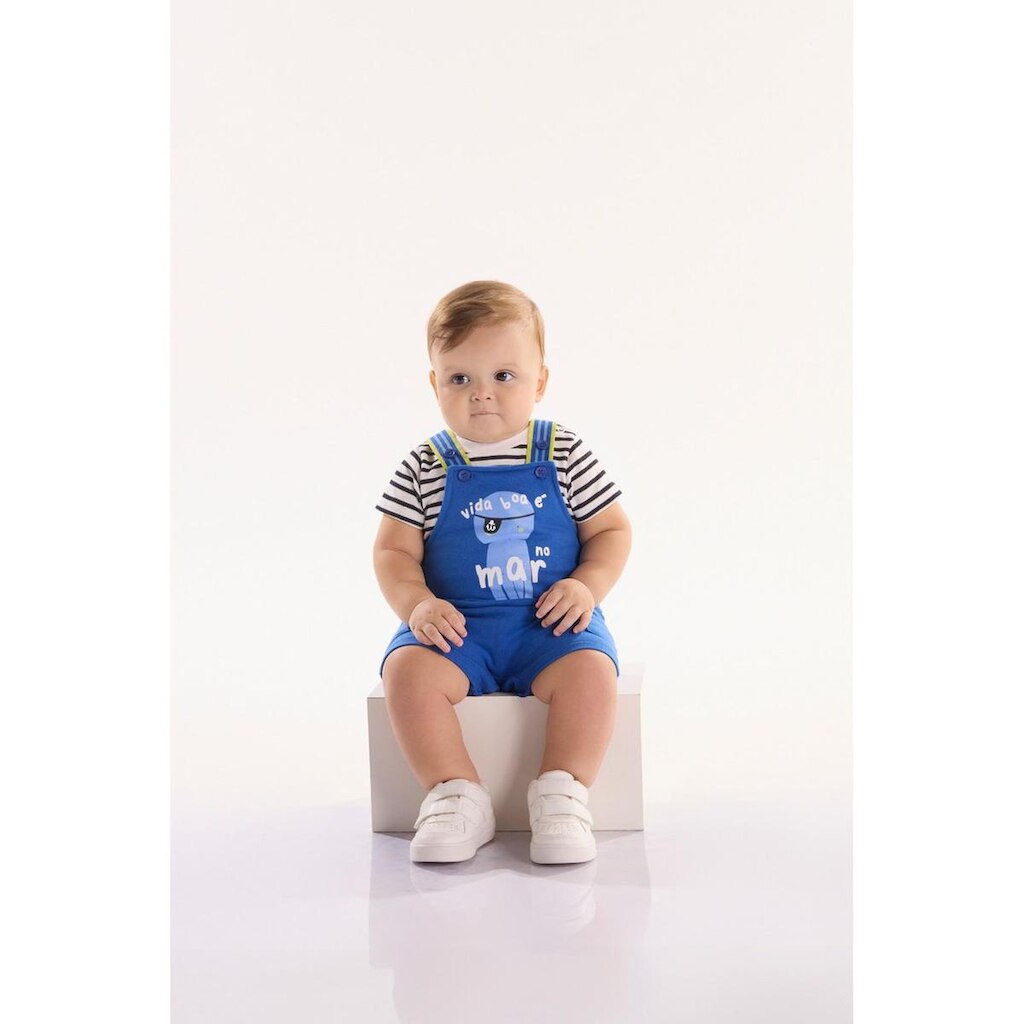 Conjunto oMar para Bebê Menino com Body e Jardineira Três e Já