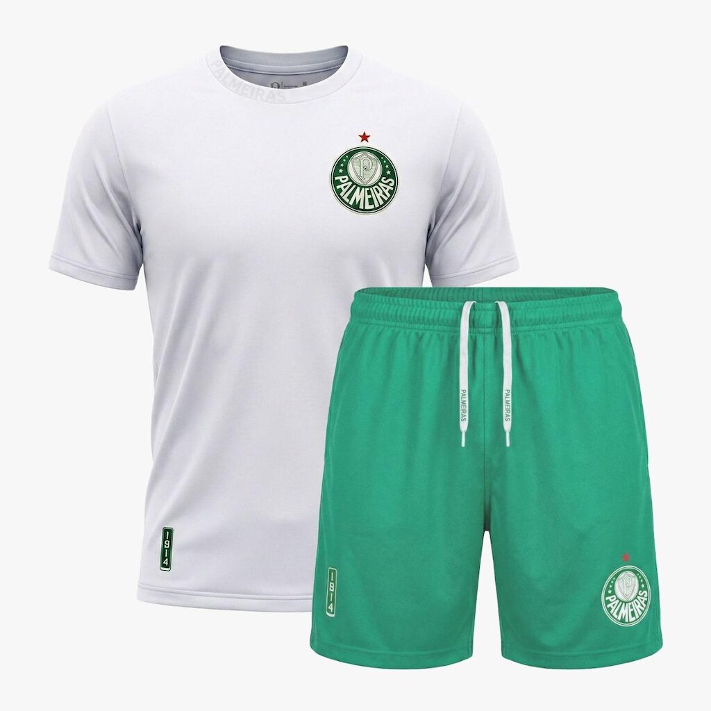 Conjunto Palmeiras Infantil Camiseta Shorts Dry Licenciado