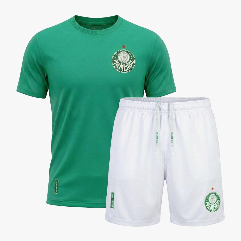 Conjunto Palmeiras Infantil Camiseta Shorts Dry Licenciado
