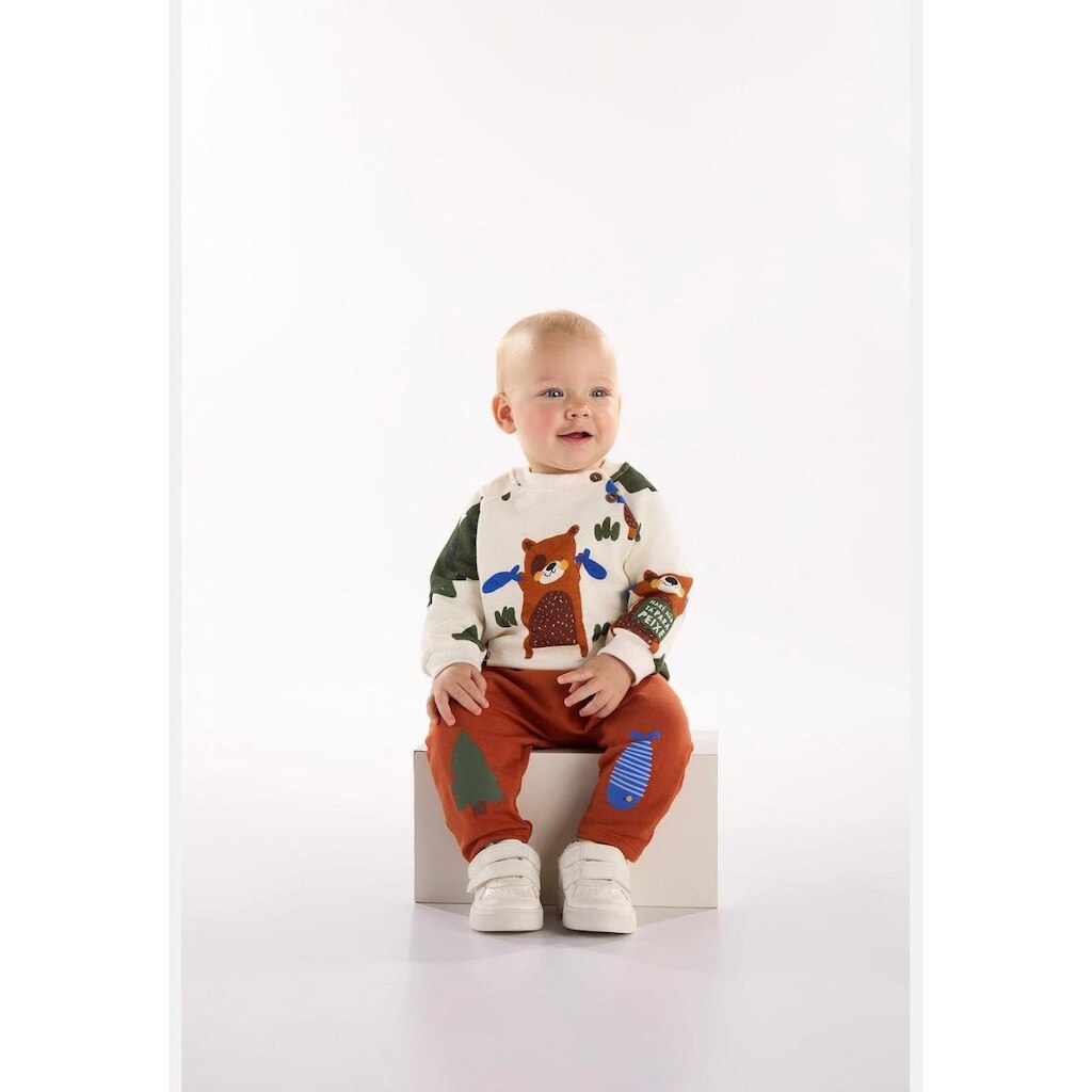 Conjunto para Bebê Menino com Blusão e Calça Skinny Urso Amigo Três e Já