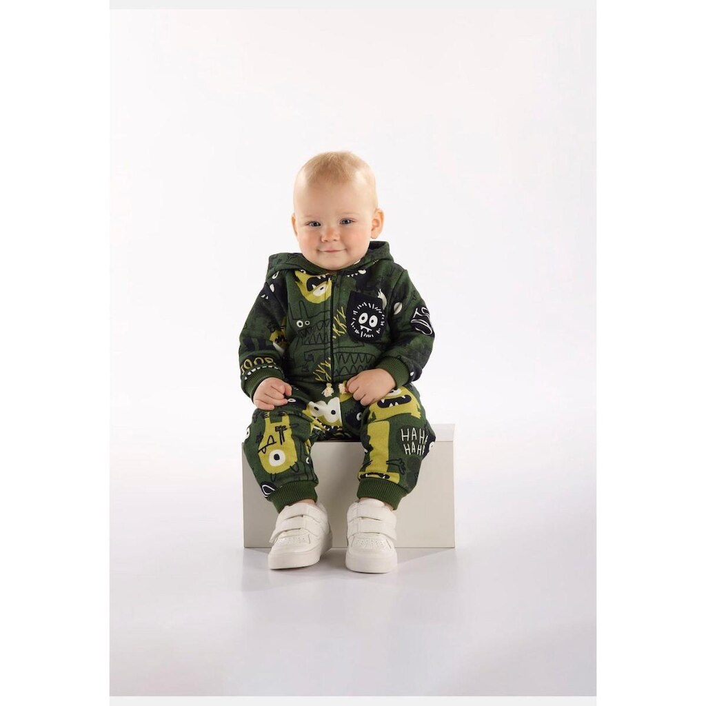 Conjunto para Bebê Menino com Jaqueta e Calça de Monstrinho Três e Já
