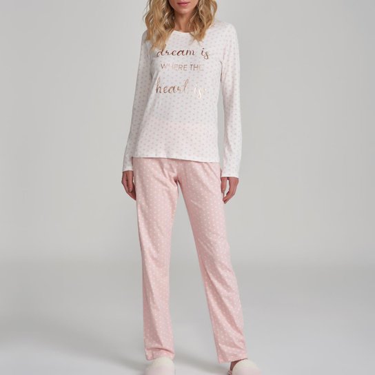 Conjunto Pijama Com Amor Feminino - Rosa