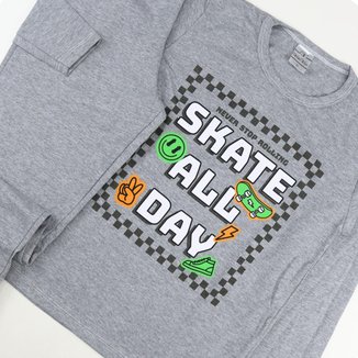 Conjunto Pijama Masculino Meia Malha Estampado Longo Juvenil