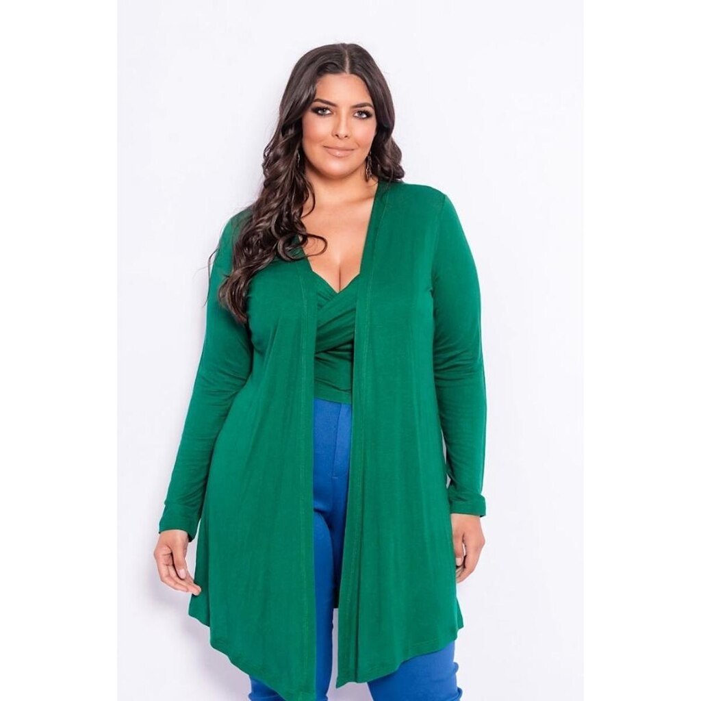 Conjunto Plus Size Liso com Cardigan