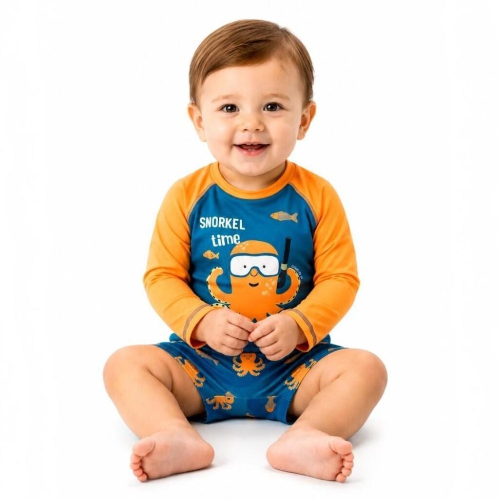 Conjunto Praia Bebê Camiseta e Sunga UV 50+ Luc.Boo