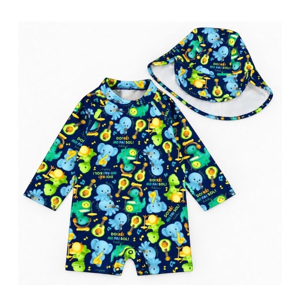 Conjunto Praia Bebê Macaquinho Chapeuzinho UV 50+ Tchibum