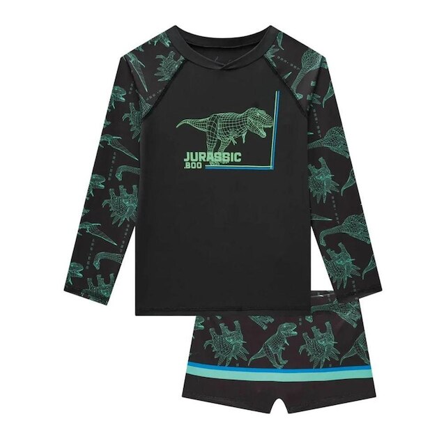 CONJUNTO PRAIA CAMISETA SUNGA DINO UV DRY UV50 LUC.BOO