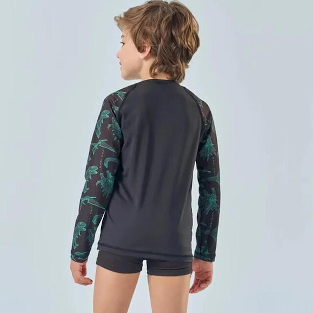 CONJUNTO PRAIA CAMISETA SUNGA DINO UV DRY UV50 LUC.BOO