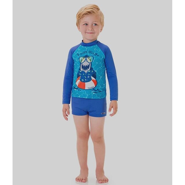 CONJUNTO PRAIA CAMISETA SUNGA PROTEÇÃO UV SHARK MARLAN