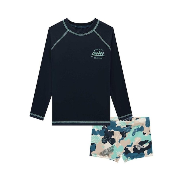 Conjunto Praia Infantil Camiseta Sunga UV Dry UV 50 Luc.Boo