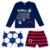Conjunto Praia Infantil Menino Proteção UV Camiseta e 2 Sungas Football Marinho Tip Top - Azul Escuro